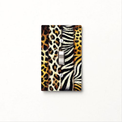 Abstract Painted Mixed Wild Animal Print Light Switch Cover