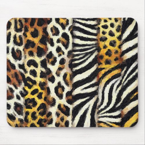 Abstract Painted Mixed Wild Animal Print Mouse Pad