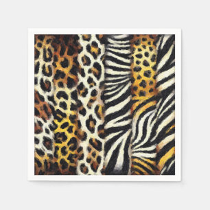 Abstract Painted Mixed Wild Animal Print Napkins