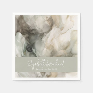 Abstract Painted Modern Sage Green Wedding Napkins