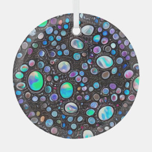 Abstract Painted Opal Gemstones Glass Ornament