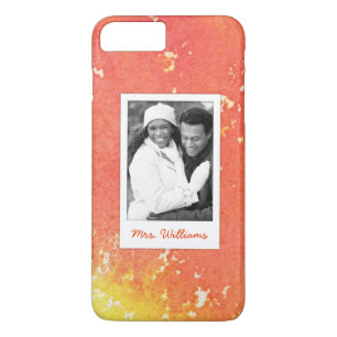 Abstract Painted Orange Watercolor Add Photo iPhone 8 Plus/7 Plus Case