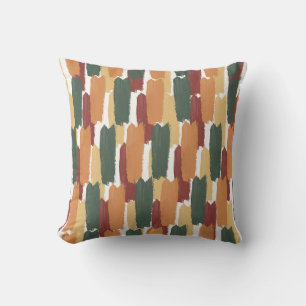 Abstract Painted Stripe Modern Mediterranean Hues Throw Pillow