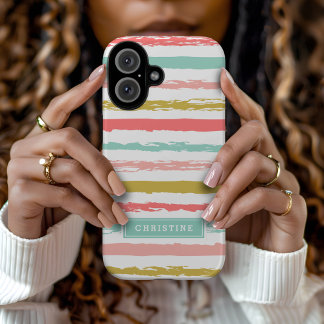 Abstract Painted Stripes Monogram iPhone 16 Case