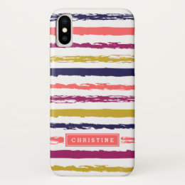 Abstract Painted Stripes Monogram iPhone X Case