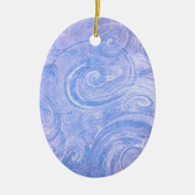 Abstract Painted Swirls Ceramic Ornament (Front)