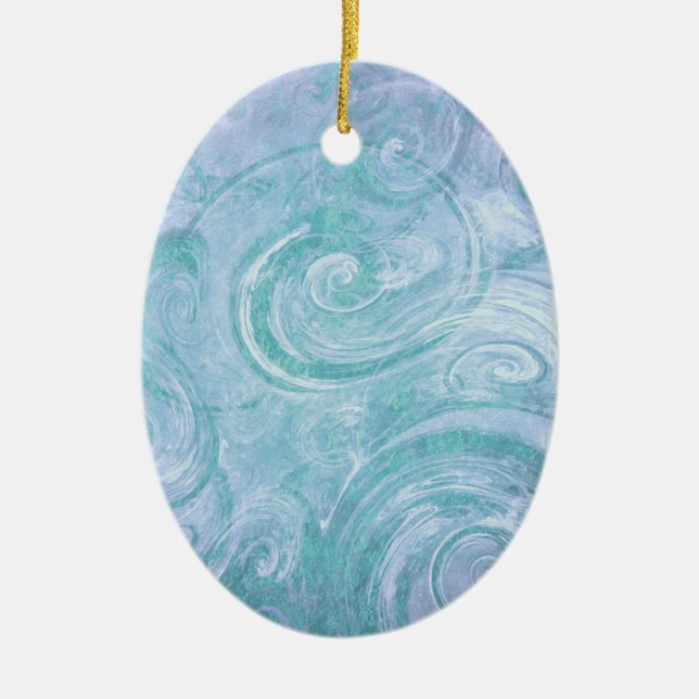 Abstract Painted Swirls Ceramic Ornament (Front)