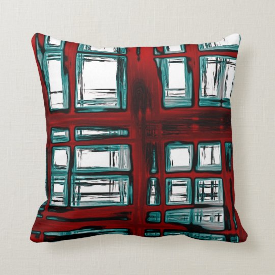 Glory of the Snow Red and Turquoise Throw Pillow