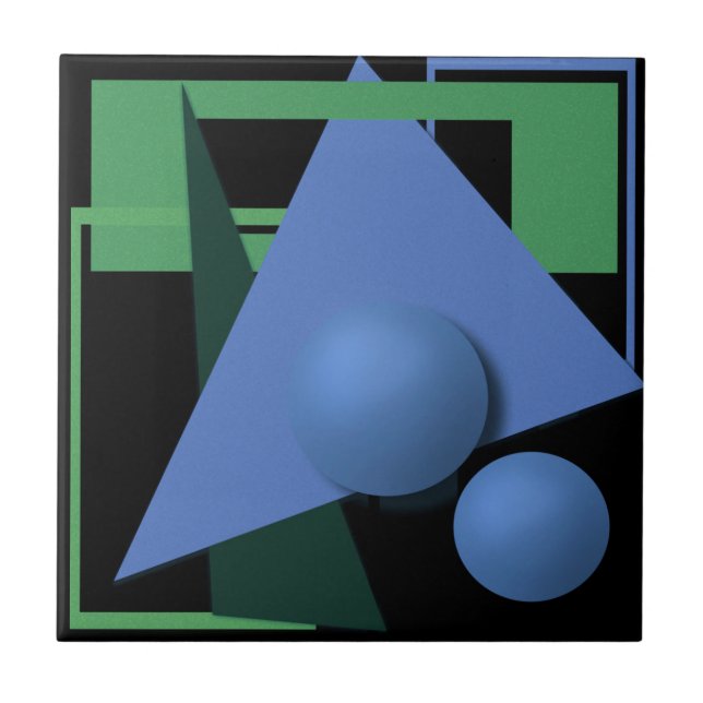 abstract painting, abstraction, green and black ceramic tile (Front)