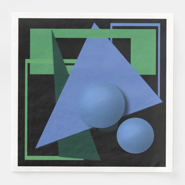 abstract painting, abstraction, green and black paper dinner napkins (Front)