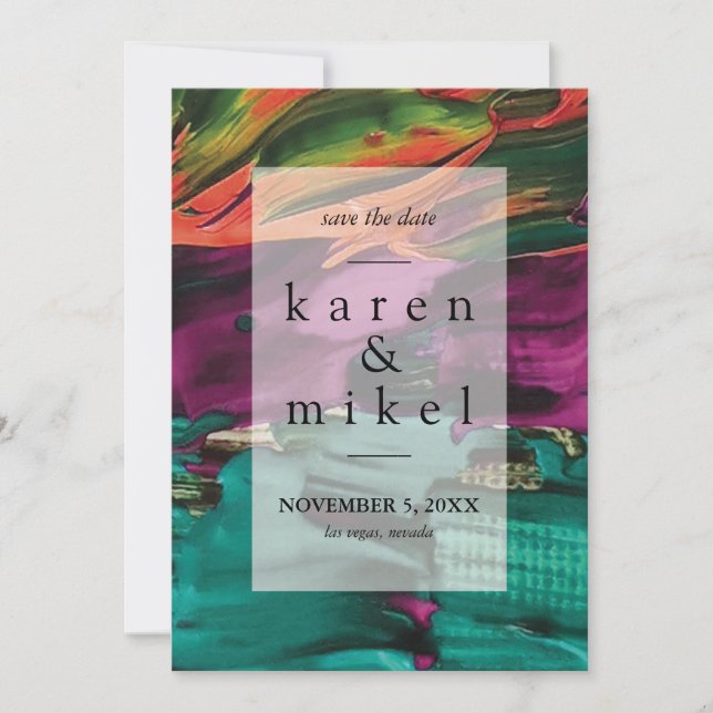 Abstract Painting Acrylic Save the Date Invitation (Front)