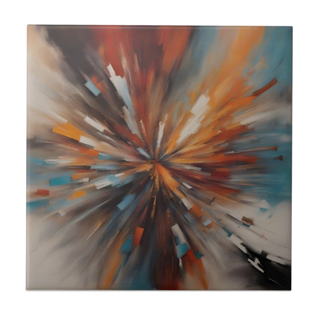 Abstract painting art ceramic tile (Front)