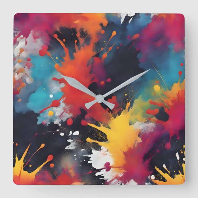 Abstract painting art square wall clock (Front)