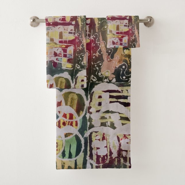 Abstract Painting Batik Boho Bath Towel Set (Insitu)
