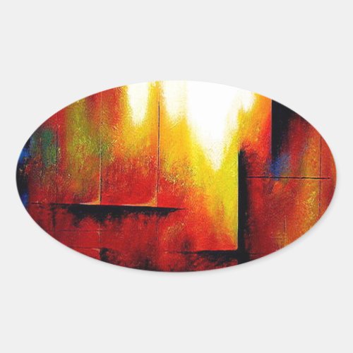 Abstract Painting by Hizli Oval Sticker