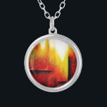 Abstract Painting by Hizli Silver Plated Necklace<br><div class="desc">Abstract Painting in red,  yellow and black by Serdar Hizli</div>