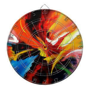 Abstract Painting by Serdar Hizli Dartboard With Darts