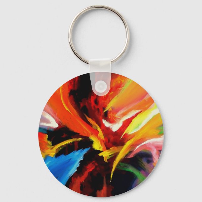 Abstract Painting by Serdar Hizli Keychain (Front)