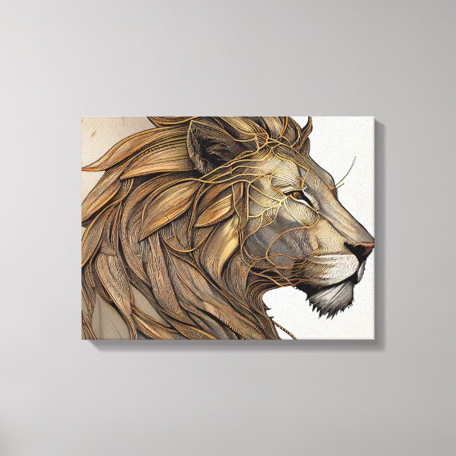 Abstract painting canvas  of a majestic lion (Front)