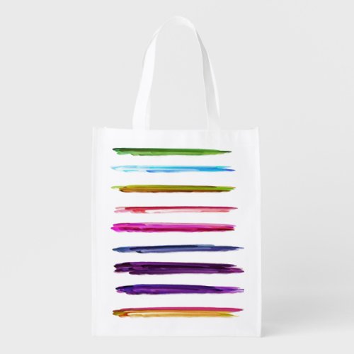 Abstract Painting Colorful Paint Brush Strokes Grocery Bag