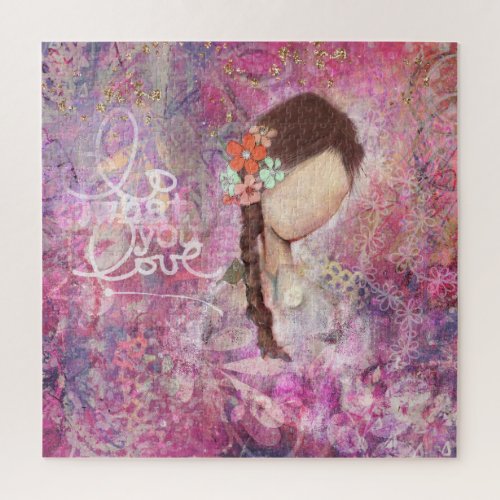 Abstract Painting Do What You Love Girls Face Jigsaw Puzzle
