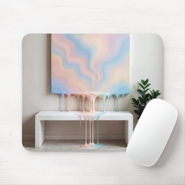 Abstract Painting Dripping on a White Bench  Mouse Pad (With Mouse)