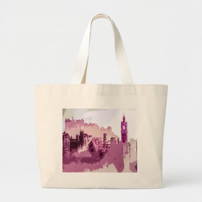 Abstract Painting Edinburgh Capital of Scotland Large Tote Bag (Front)