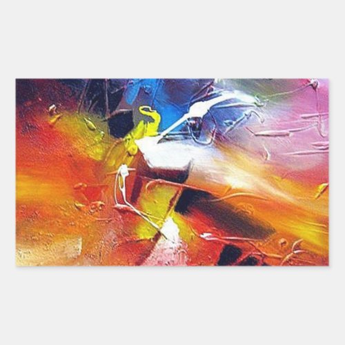 Abstract Painting Expressionism Colorful Template Rectangular Sticker