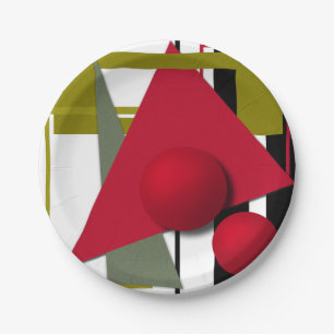 Abstract painting, geometric shapes paper plates