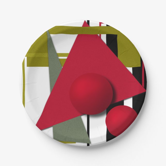 Abstract painting, geometric shapes paper plates (Front)