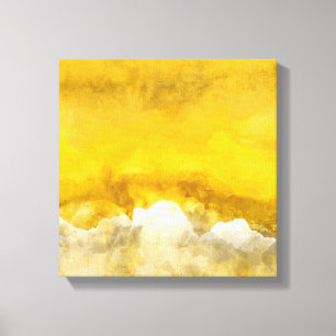 Abstract painting, gold, white, grey, modern canvas print