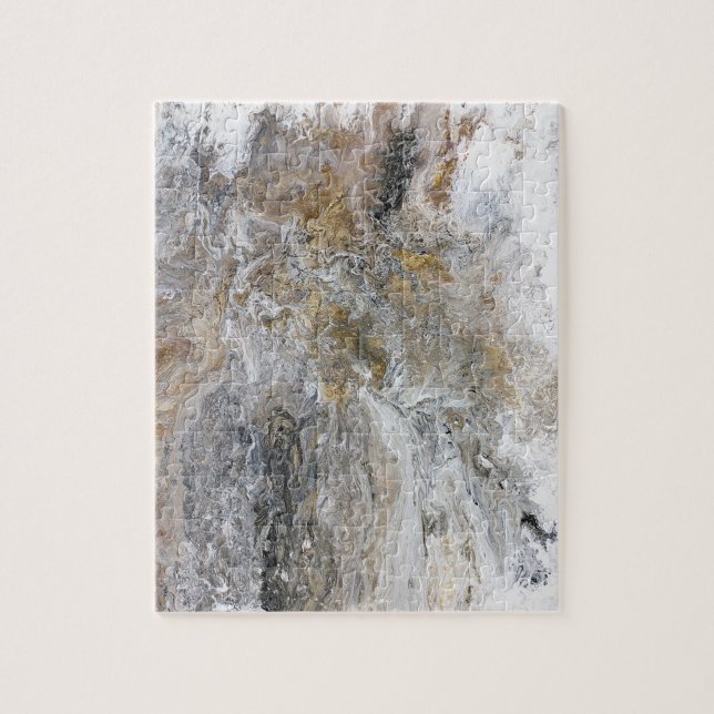 Abstract Painting Gray Black Gold White Artwork Jigsaw Puzzle (Vertical)