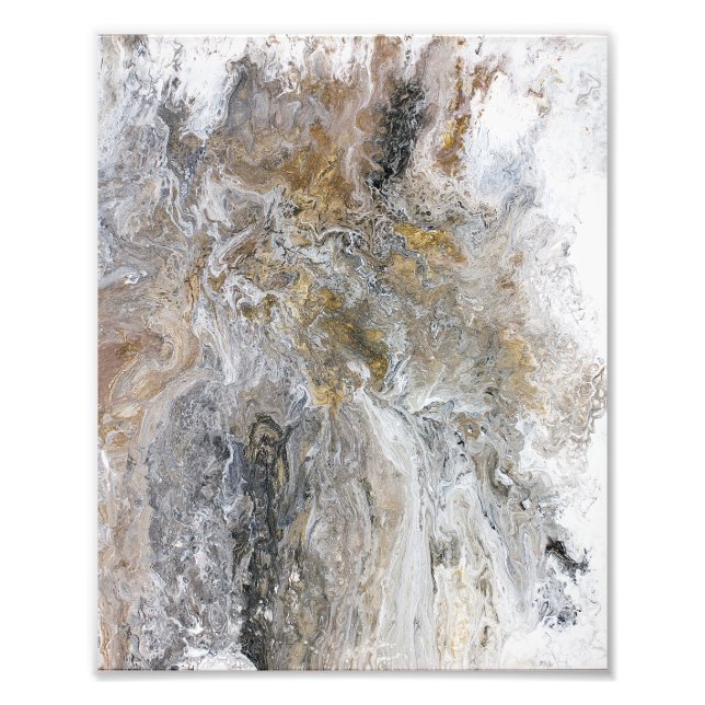 Abstract Painting Gray Black Gold White Artwork Photo Print (Front)