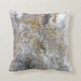 Abstract Painting Gray Black Gold White Artwork Throw Pillow