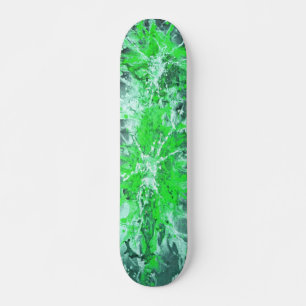 Abstract painting green splattergrunge skateboard deck