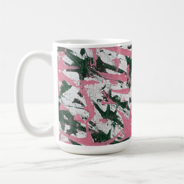 Abstract Painting in Pink and Green Coffee Mug (Left)