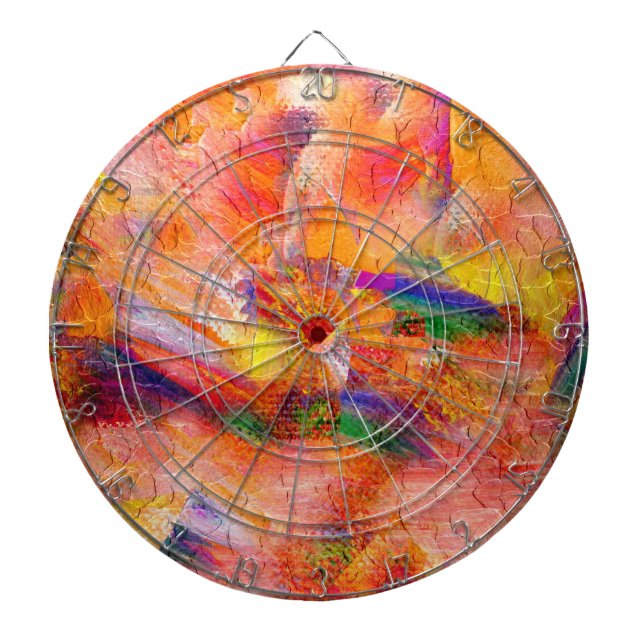 Abstract painting Infinite sunset Dartboard With Darts (Front)