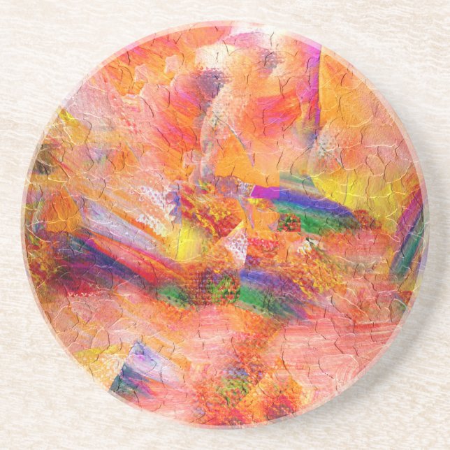 Abstract painting Infinite sunset Sandstone Coaster (Front)