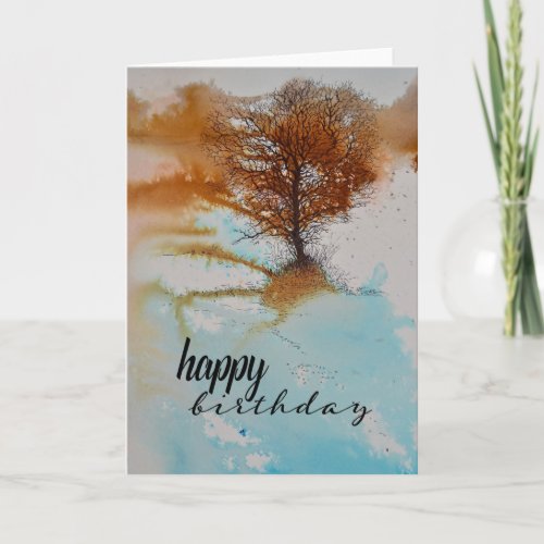 Abstract Painting Landscape Tree Art Birthday Card