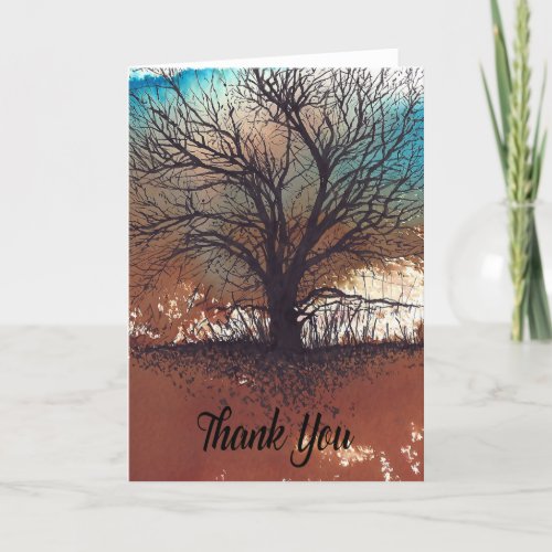 Abstract Painting Landscape Tree Art Thank You Card