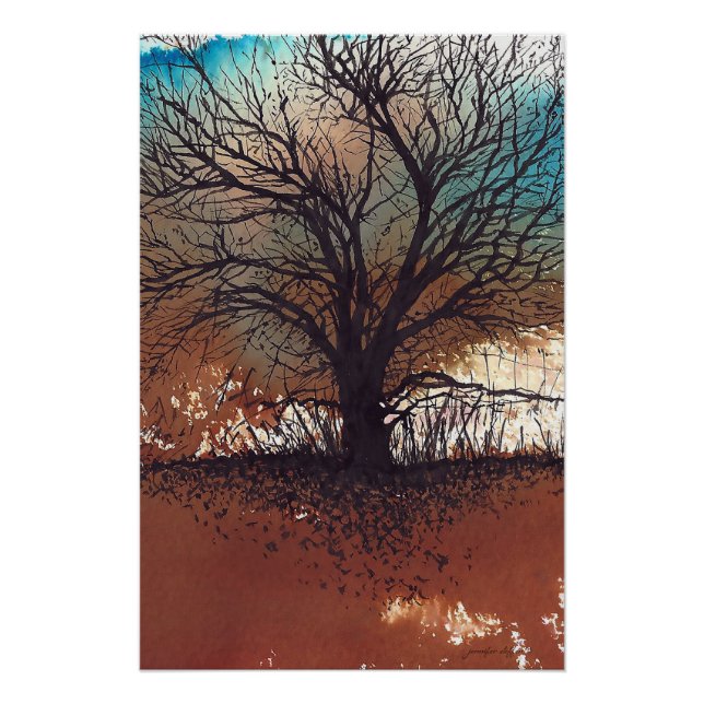 Abstract Painting Landscape Watercolor Ink Art Poster (Front)