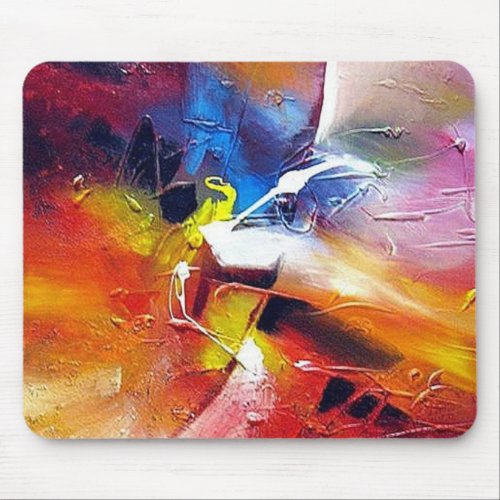 Abstract Painting Modern Expressionist Red Yellow Mouse Pad