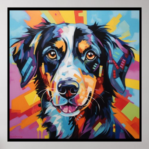 Abstract painting of a black dog Poster