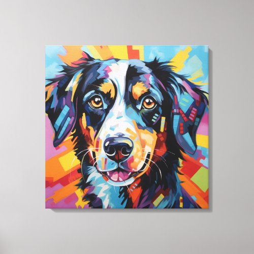 Abstract painting of a black dog Poster Canvas Print