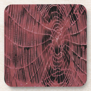 Abstract Painting Of A Magenta Pink Cobweb Beverage Coaster