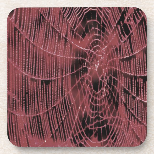 Abstract Painting Of A Magenta Pink Cobweb Beverage Coaster (Front)