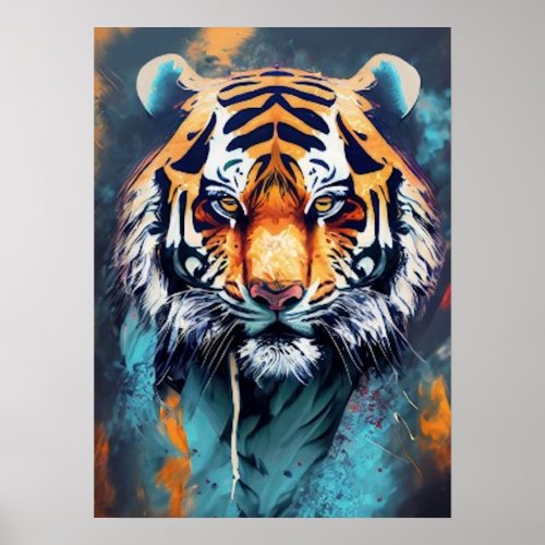 Abstract Painting of a Tiger Poster
