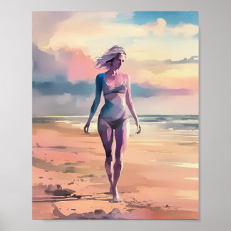 Abstract painting of a woman poster