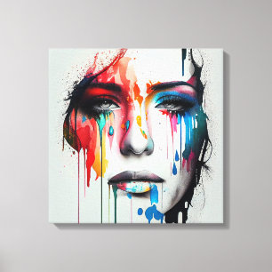 Abstract Painting of a Woman's Face, Canvas prints