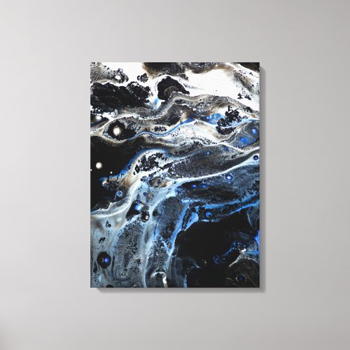 Abstract Painting of Black White  Blue Canvas Print
